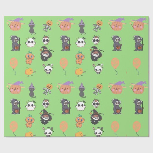 Halloween schattig chibi cadeaupapier (Vlak)