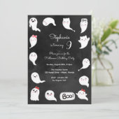 Halloween schattig eng geesten meisje verjaardagsf kaart (Staand voorkant)