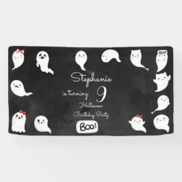 Halloween schattig eng geesten meisje verjaardagsf spandoek