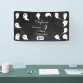 Halloween schattig eng geesten meisje verjaardagsf spandoek (Beurs)