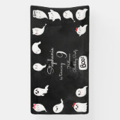 Halloween schattig eng geesten meisje verjaardagsf spandoek (Verticaal)