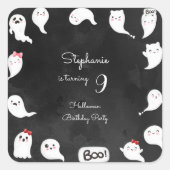 Halloween schattig eng geesten meisje verjaardagsf vierkante sticker (Voorkant)