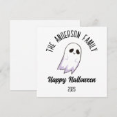 Halloween Schattig Geest Gepersonaliseerde Naam Ja Feestdagenkaart (Voorkant / Achterkant)