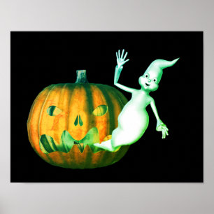 Halloween Schattig Geest Jack O Lantern Poster