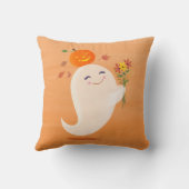 Halloween Schattig Geestje en Bloemen Kussen (Achterkant)