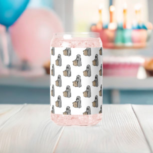 Halloween, Schattig grijs spook, Trick Or Treat, B Blikvorm Glas