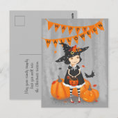 Halloween Schattig Heksje Briefkaart (Voorkant / Achterkant)