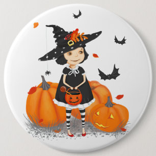 Halloween Schattig Heksje Ronde Button 6,0 Cm