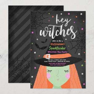Halloween Schattig Hey Heksen Halloween Theepartij Kaart