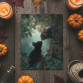 Halloween Schattig Kitten ontmoet Bat Briefkaart