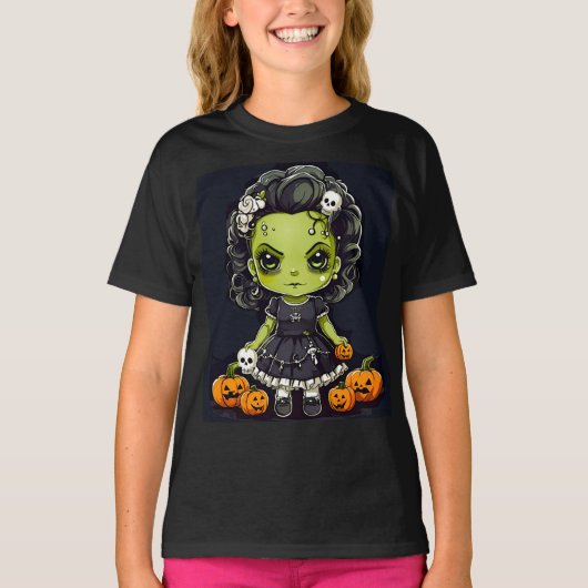 Halloween schattig kleine frankenstein's bruid t-shirt (Voorkant)