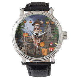 Halloween schattig piraat meisje polshorloge horloge