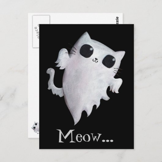 Halloween schattig spookkat briefkaart (Voorkant / Achterkant)