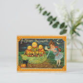 Halloween Schattig Victoriaans Pompoen Briefkaart (Staand voorkant)