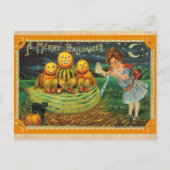Halloween Schattig  Victoriaans Pompoen Briefkaart (Voorkant)