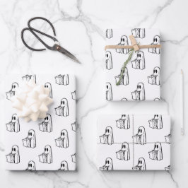 Halloween, Schattig Witte Geest, Trick Or Treat, B Inpakpapier Vel