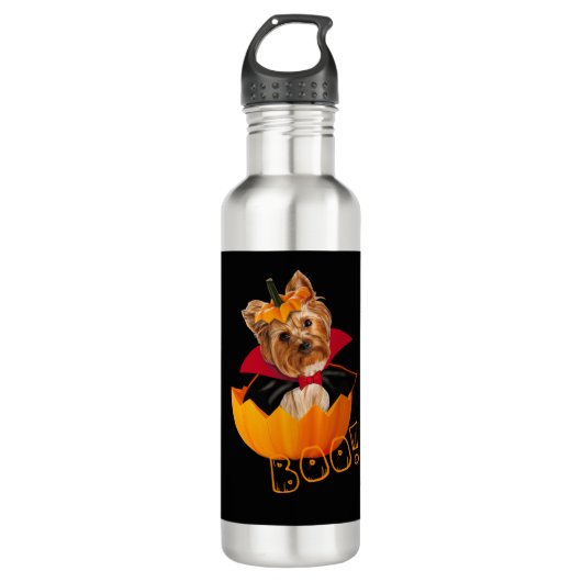 Halloween schattig Yorkshire terrier hond pompoen Waterfles (Voorkant)