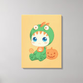 Halloween Schattige Baby Draak Dinosaurus Kostuum Canvas Afdruk (Voorkant)