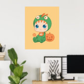 Halloween Schattige Baby Draak Dinosaurus Kostuum Poster (Thuiskantoor)