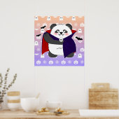 Halloween Schattige Baby Panda Dracula Vampier Poster (Keuken)
