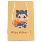 Halloween Schattige Baby zwart kattenkostuum Medium Cadeauzakje (Voorkant)