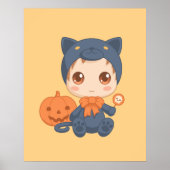 Halloween Schattige Baby zwart kattenkostuum Poster (Voorkant)