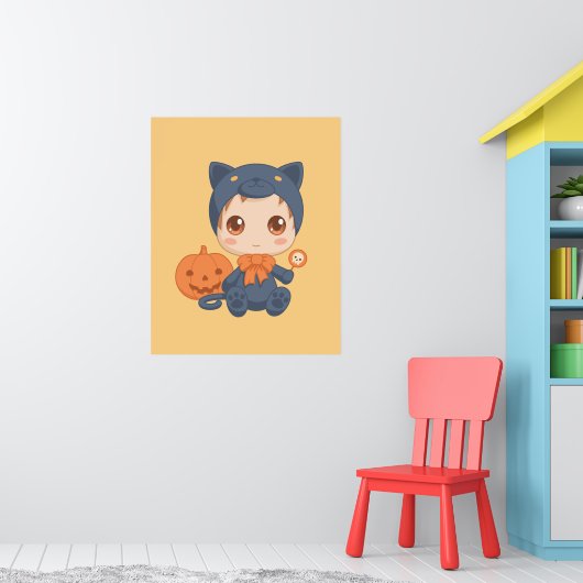 Halloween Schattige Baby zwart kattenkostuum Poster (Kinderkamer 1)