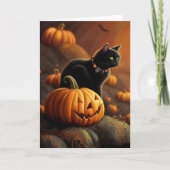 Halloween Schattige Black Cat en Jack O Lantern Kaart (Voorkant)