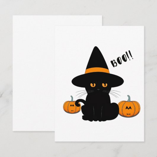 Halloween Schattige Cartoon Vrienden, Zwart Baby C Bedankkaart (Voorkant / Achterkant)