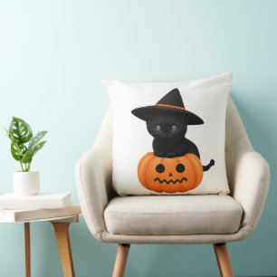 Halloween Schattige Cartoon Vrienden, Zwart Baby C Kussen