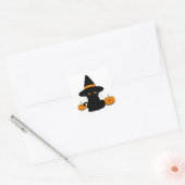 Halloween Schattige Cartoon Vrienden, Zwart Baby C Vierkante Sticker (Envelop)