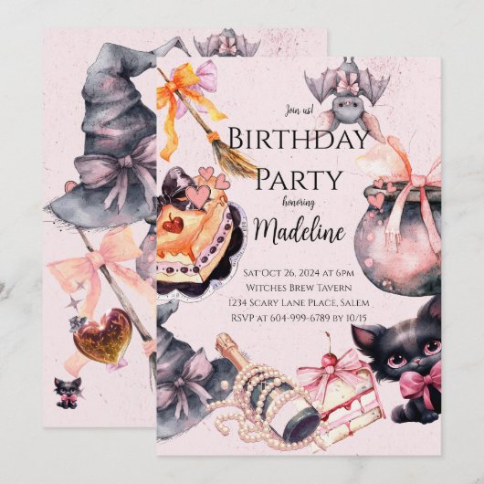 Halloween schattige coquette Verjaardagsfeestje Ui Kaart (Voorkant / Achterkant)