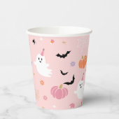 Halloween Schattige Dusty Pink Ghost Papieren Bekers (Links)