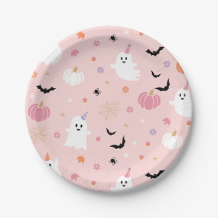 Halloween Schattige Dusty Pink Ghost Papieren Bordje