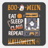 Halloween Schattige Eet Slaap Ghost Claw Machine R Vierkante Sticker (Voorkant)