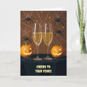 Halloween Schattige Funny Champagne Spiders Kaart (Voorkant)