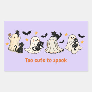 Halloween Schattige Funny Spooky Ghost Cat Rechthoekige Sticker