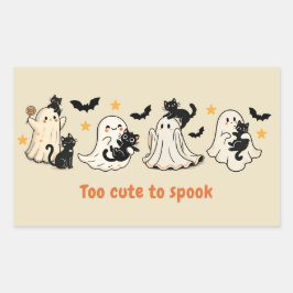 Halloween Schattige Funny Spooky Ghost Cat Rechthoekige Sticker
