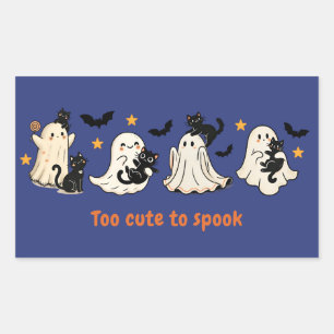 Halloween Schattige Funny Spooky Ghost Cat Rechthoekige Sticker