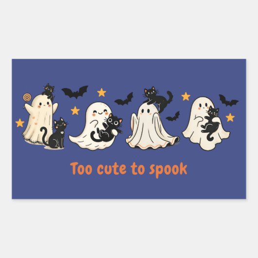 Halloween Schattige Funny Spooky Ghost Cat Rechthoekige Sticker (Voorkant)