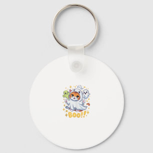 Halloween Schattige Geest Kat Boe Grappige Kat BOE Sleutelhanger