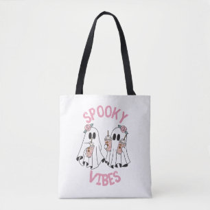 Halloween schattige geesten griezelige vibes tote bag