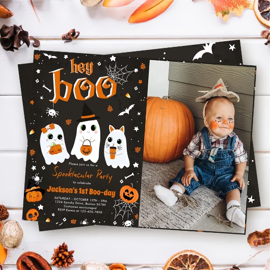 Halloween Schattige Ghost 1st Birthday Spooktacula Kaart