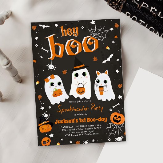 Halloween Schattige Ghost 1st Birthday Spooktacula Kaart