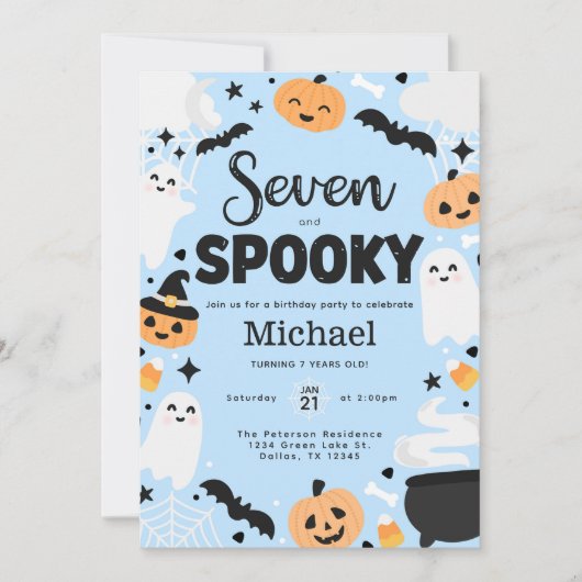 Halloween Schattige Ghost 7e Verjaardagsfeest Kaart (Voorkant)