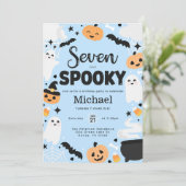 Halloween Schattige Ghost 7e Verjaardagsfeest Kaart (Staand voorkant)