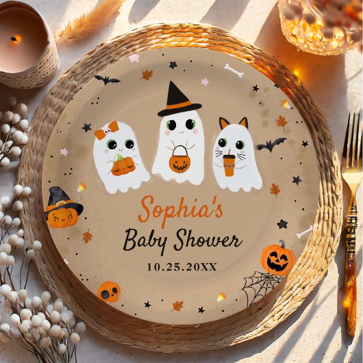 Halloween Schattige Ghost Baby shower Papieren Bordje