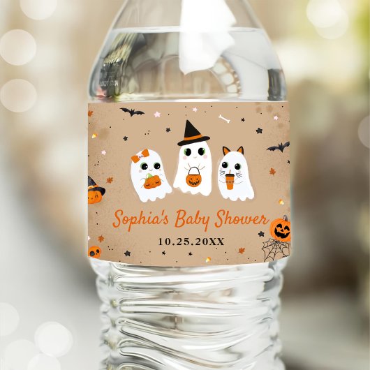 Halloween Schattige Ghost Baby shower Waterfles Etiket