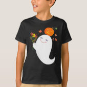 Halloween Schattige Ghost Black Kind T-shirt (Voorkant)