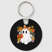 Halloween Schattige Ghost  Bloemen Trick or treat Sleutelhanger (Voorkant)